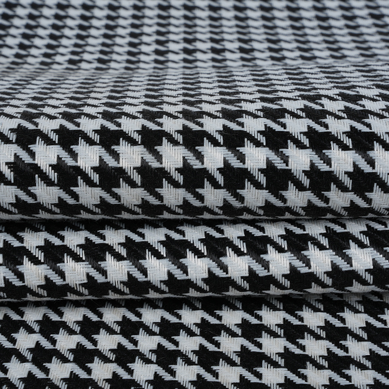 Houndstooth Plaid Polyester linteo Fabric